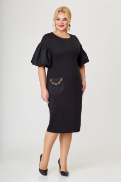 Платье из трикотажа с объемными рукавами и карманом Svetlana-Style 1856 черный - фото 1