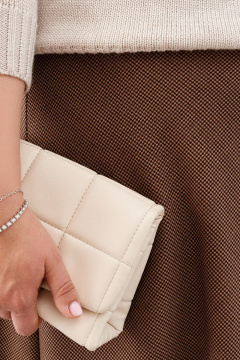 Модная трапециевидная юбка из шерсти и текстиля в гусиную лапку Ketty К-01750 коричневый - фото 2