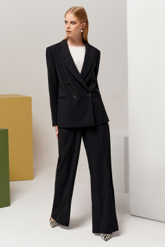 Жакет оверсайз удлиненный из трикотажа для делового стиля Панда 123330w черный - фото 1