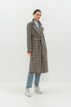 Пальто демисезонное на каждый день из шерсти Elema 6-12199-1-164 клетка - фото 2