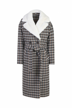 Пальто демисезонное на каждый день из шерсти Elema 6-12199-1-164 клетка - фото 5