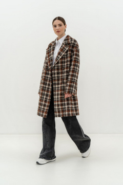 Пальто на каждый день из пальтовой ткани и шерсти Elema 6-12323-1-164 клетка - фото 3