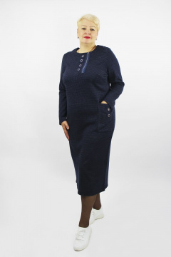 Платье с разрезом и карманами из трикотажа с воротником Полесье С4718-20 0С2221-Д43 164 т.синий - фото 1