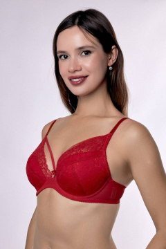 Бюстгальтер из эластичного кружева и сетки на каждый день Verally 2069-3 красный - фото 3