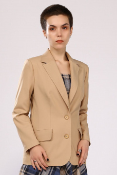 Бежевый жакет полуприталенный с лацканами и карманами Angelina & Сo 780 - фото 4