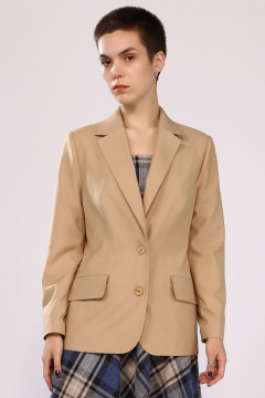 Бежевый жакет полуприталенный с лацканами и карманами Angelina & Сo 780 - фото 1