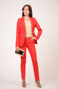 Красный костюм из вискозы с классическими брюками и жакетом Domna 16011 красный - фото 1