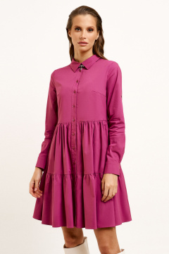 Платье из хлопка с кокеткой и сборками для романтических образов Панда 67687z темно-малиновый - фото 1