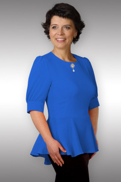 Демисезонная блуза с отрезной линией и глубокими складками Таир-Гранд 62181 василек - фото 1