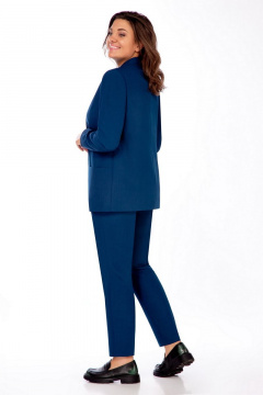 Платье приталенное с глубоким вырезом и сетчатым рукавом Ольга Стиль С-774 морская_волна - фото 2