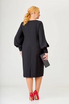 Нарядное платье из текстиля с разрезами и длинными рукавами Swallow 627 черный - фото 5