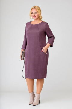 Трикотажное платье с карманами Swallow 633 слива - фото 1
