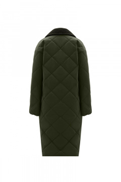 Пальто демисезонное из плащевой ткани, зеленое, на каждый день Elema 5-12194-1-170 хаки - фото 3