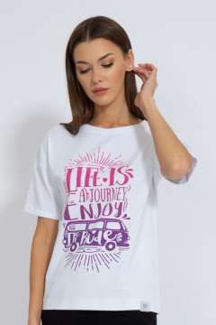 Классическая белая футболка из хлопка с принтом Kivviwear 4026.92 - фото 1