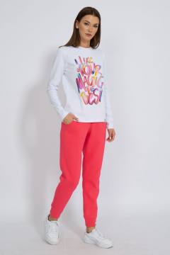 Белый классический лонгслив из трикотажа хлопка Kivviwear 4061.20 - фото 4