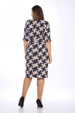 Платье с рельефами и поясом для повседневного образа Lady Style Classic 317/4 синий_с_коричневым - фото 3