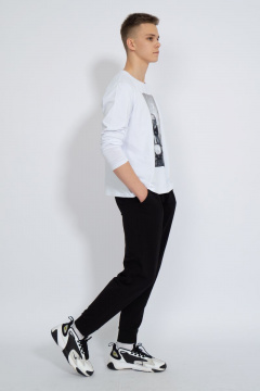 Демисезонный белый лонгслив из хлопка и трикотажа Kivviwear 1009.15 - фото 5