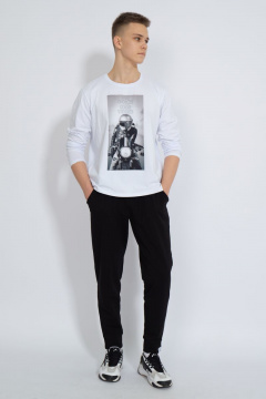 Демисезонный белый лонгслив из хлопка и трикотажа Kivviwear 1009.15 - фото 3