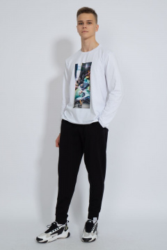 Демисезонный белый лонгслив из хлопка и трикотажа Kivviwear 1009.16 - фото 5