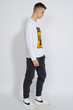 Демисезонный белый лонгслив из хлопка и трикотажа Kivviwear 1009.17 - фото 4