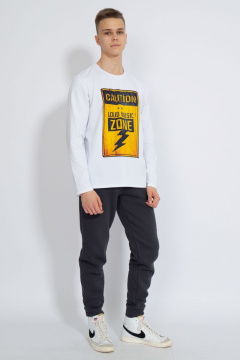 Демисезонный белый лонгслив из хлопка и трикотажа Kivviwear 1009.17 - фото 3