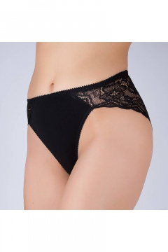 Черные трусы из кружева из эластичного трикотажа Verally 138-6 черный - фото 3