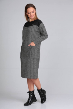 Платье прямого силуэта из текстиля с кокеткой TVIN 7604 - фото 3