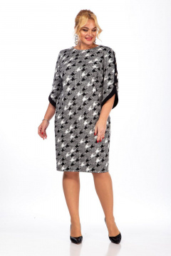 Платье из трикотажа серое с воротником и вытачками Grace for you 1033 - фото 1