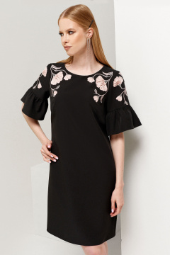 Мини платье с вышивкой черное нарядное демисезонное Панда 109380w черный - фото 1