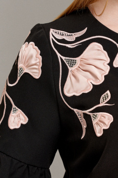 Мини платье с вышивкой черное нарядное демисезонное Панда 109380w черный - фото 3