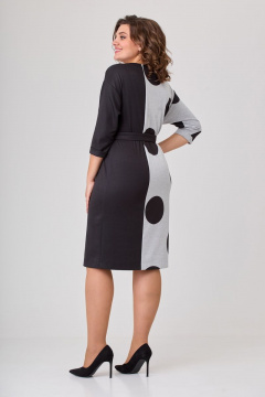 Платье из трикотажа с дизайнерским рисунком, спущенным плечом и поясом Орхидея 1217 - фото 2