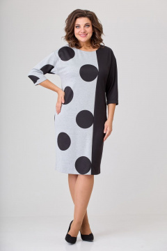 Платье из трикотажа с дизайнерским рисунком, спущенным плечом и поясом Орхидея 1217 - фото 3