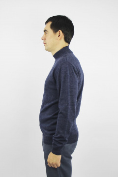 Свитер вязаный демисезонный с двойным воротником Полесье С3012-15 5С1749-Д43 170,176 джинсовый - фото 3