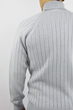 Демисезонный шерстяной серый свитер с длинным рукавом реглан и воротником-отложкой Полесье С3125-22 2С8745-Д43 170,176 св.серый - фото 3