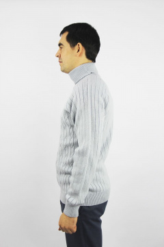 Демисезонный шерстяной серый свитер с длинным рукавом реглан и воротником-отложкой Полесье С3125-22 2С8745-Д43 170,176 св.серый - фото 2