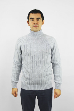 Демисезонный шерстяной серый свитер с длинным рукавом реглан и воротником-отложкой Полесье С3125-22 2С8745-Д43 170,176 св.серый - фото 1