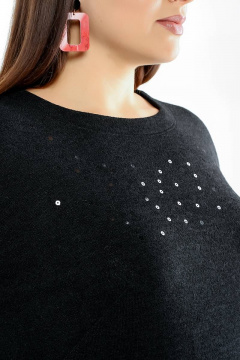 Демисезонный джемпер трапециевидного силуэта из трикотажа La rouge 3240 черный - фото 2