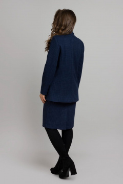 Комплект из жакета и юбки с рельефами из текстиля Mirolia 1087 синяя клетка - фото 4