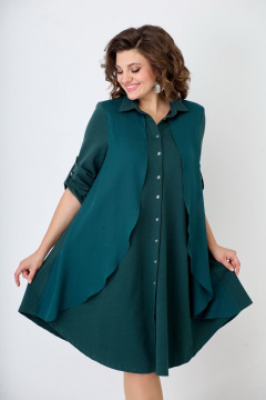 Платье с вставкой из шифона и карманами, свободный крой Solomeya Lux 943 - фото 5