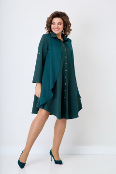 Платье с вставкой из шифона и карманами, свободный крой Solomeya Lux 943 - фото 2