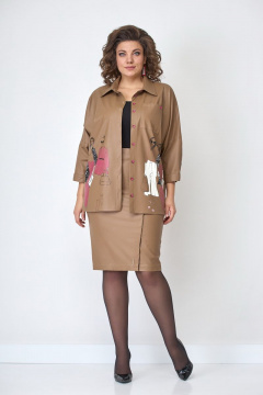 Демисезонная рубашка из эко-кожи с накладными карманами Solomeya Lux 858A - фото 5