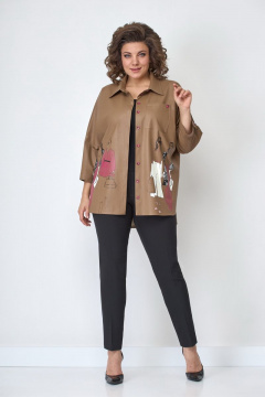 Демисезонная рубашка из эко-кожи с накладными карманами Solomeya Lux 858A - фото 4