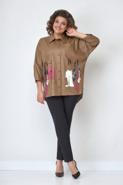 Демисезонная рубашка из эко-кожи с накладными карманами Solomeya Lux 858A - фото 2