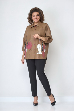 Демисезонная рубашка из эко-кожи с накладными карманами Solomeya Lux 858A - фото 1