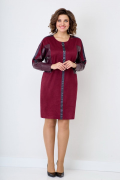 Платье из хлопка с рельефами и тесьмой отделки Solomeya Lux 772 бордо - фото 1