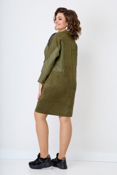 Платье свободное из хлопка с декоративной тесьмой Solomeya Lux 772 хаки - фото 3