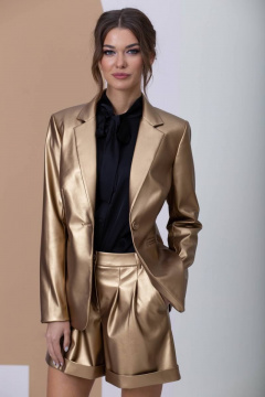 Шорты из экокожи желтого цвета для кругогодичного ношения LARICI 4014 - фото 4