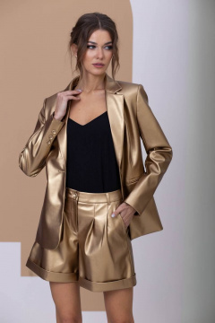 Шорты из экокожи желтого цвета для кругогодичного ношения LARICI 4014 - фото 1