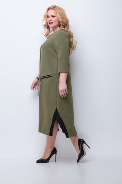 Платье свободного кроя из текстиля с принтом Michel chic 2073 св.зеленый - фото 3