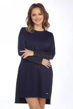Платье прямого силуэта с поясом и кокеткой Lady Style Classic 1293 темно-синий - фото 2